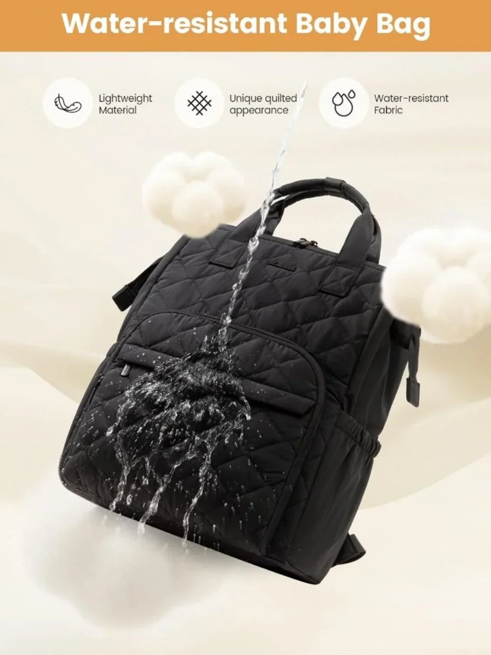 Stylish Mini Diaper Bag Backpack with Changing Pad & Stroller Straps - Black
